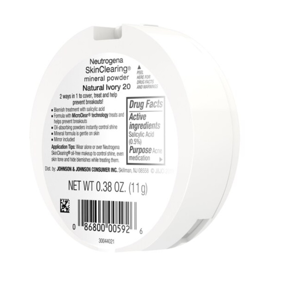 Neutrogena Skin Clearing Mineral Powder Natural Ivory 20 .38 oz NEW - Picture 2 of 5